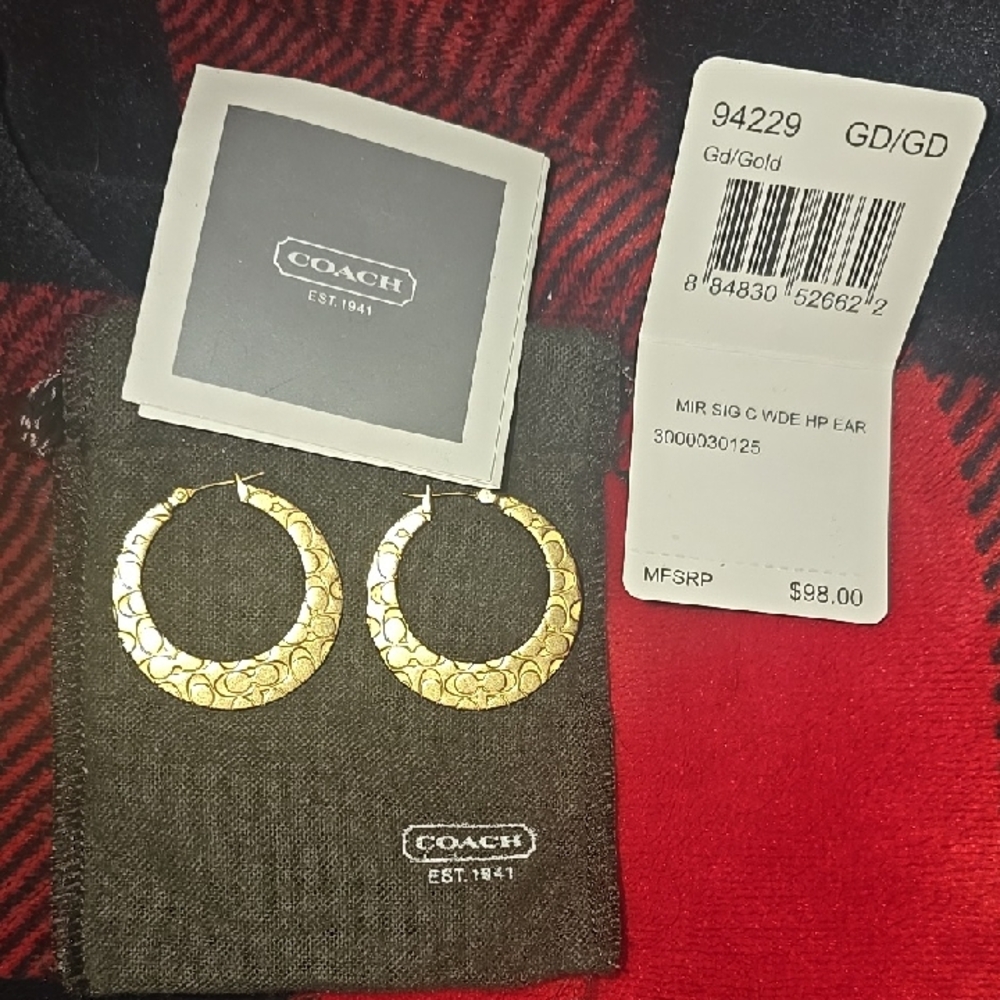 Coach Signature Gold Hoop Earrings